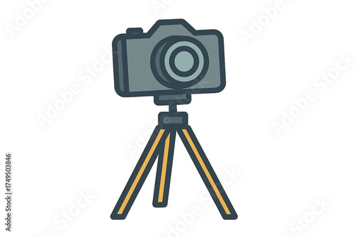 Digital camera on a portable tripod stand for photography and video recording