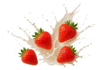 Crédence de cuisine  strawberry falling into milk splash  © Alla