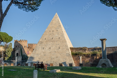Pyramid of Cestius in Rome, Italy