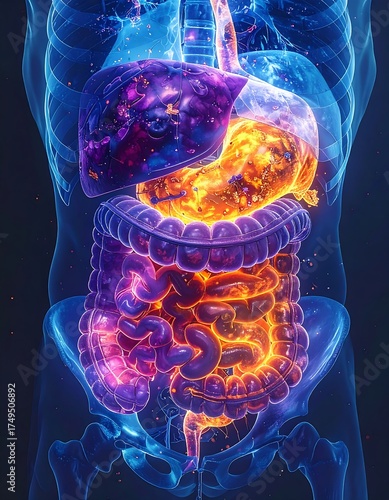 Artistic rendering of the human digestive system