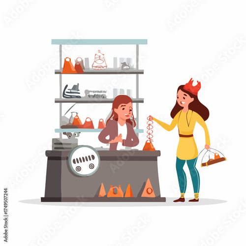 woman selling souvenirs at market stall