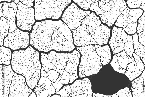 Black crack and dust isolated on white background. Grunge overlay vector with old wall cement texture. distressed cracked surface grunge wall cracked pattern on white and transparent background.