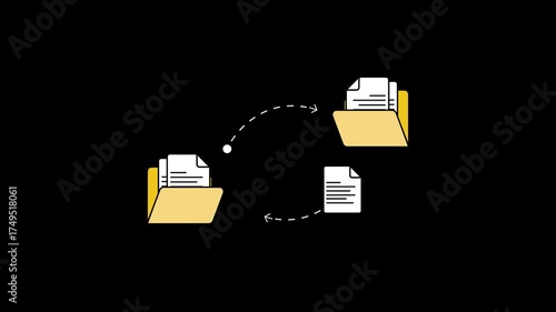 Folder File Transfer, Document Sharing Animation