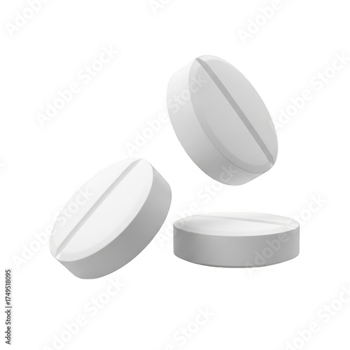 Three white oval pills,Three bright white pharmaceutical pills png