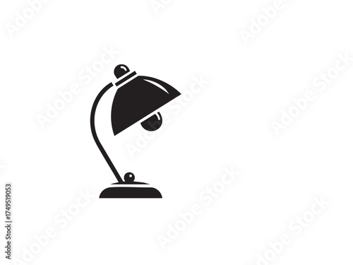 Modern Desk Lamp Vector Illustration – Black Minimal Icon