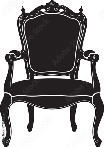 Ornate Black Armchair Silhouette vector illustration