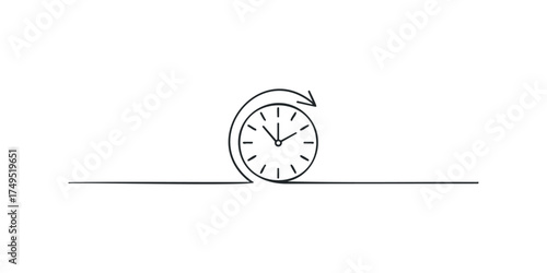 Hand drawn clock with cyclical arrow symbol