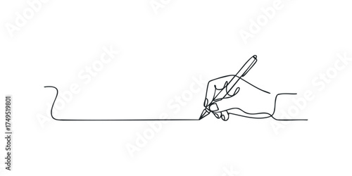 Hand holding pen writing on a blank surface