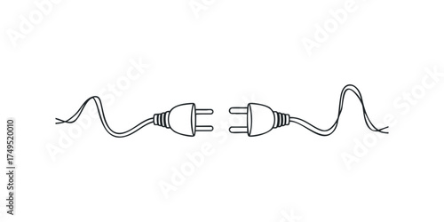 Two electric plugs approaching each other with wires
