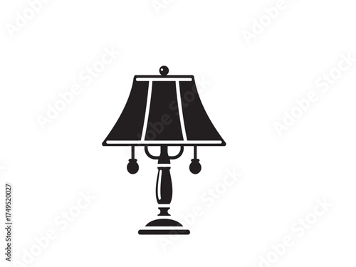 Vintage Table Lamp Vector Illustration – Retro Home Decor Icon