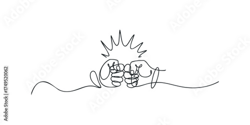 Two Fists Colliding Graphic Line Art Symbol