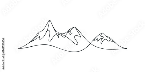 Minimalist line drawing of mountain peaks