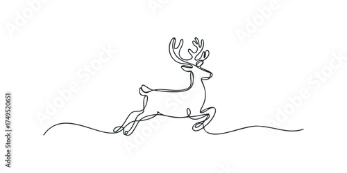 One Line Drawing of a Leaping Stag