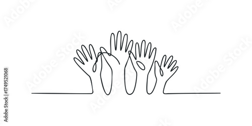 Multiple Hands Raised Together