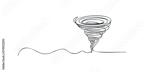 Swirling Tornado Abstract Single Line Drawing