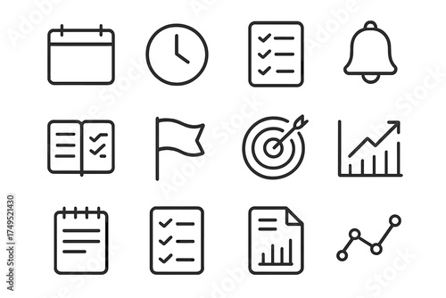 Predictive Design Icons. Predictive Design Elements. Line outline icon set of Predictive Design Elements: