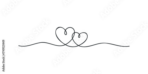 Two interconnected hearts drawn with a single continuous line