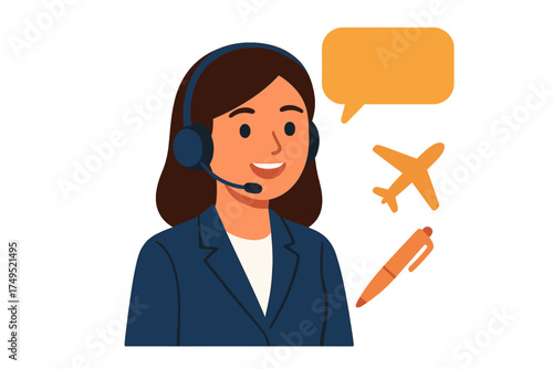 Customer service agent wearing headset ready to assist with travel bookings