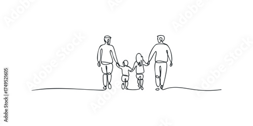 Family walking holding hands