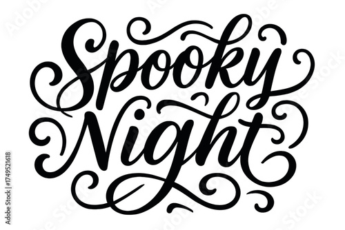 Spooky Night Calligraphy. Spooky Night. Elegant modern calligraphy lettering with bold and saturated thick