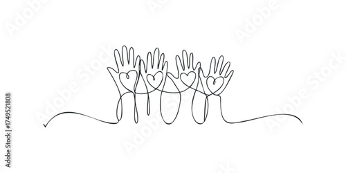 Connected hands forming hearts, symbolizing unity and love