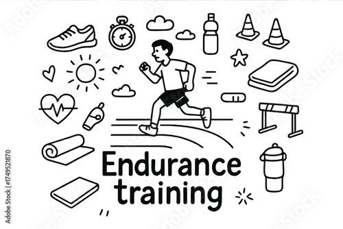 Endurance Training Doodle. Endurance training. Hand-drawn doodle illustration of Endurance training. In the