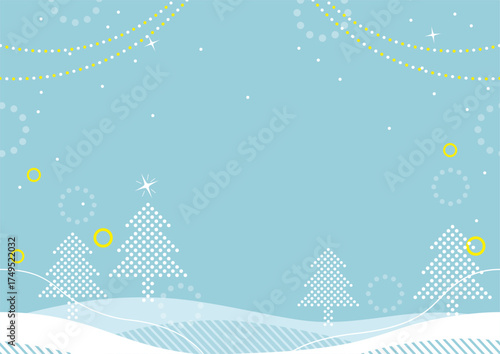 Seamless Snow-Covered Forest Landscape With Text Space, Vector Illustration. Horizontally Repeatable.