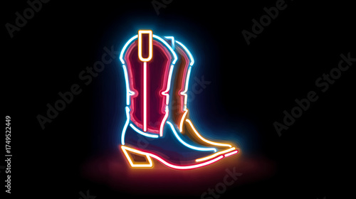 Neon Country Western Dance Couple