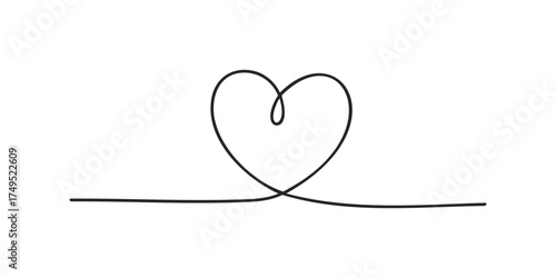 Single line continuous drawing of a heart shape