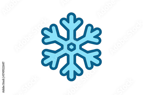 Simple blue snowflake symbol representing winter weather and cold temperatures