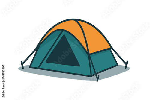 Simple graphic representation of a dome shaped camping shelter for outdoor recreation
