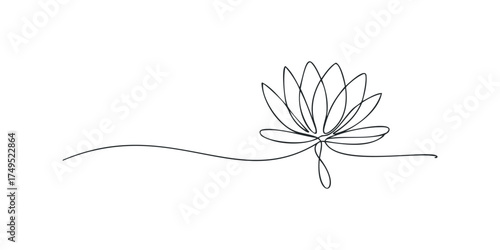 Single Line Drawing of a Lotus Flower
