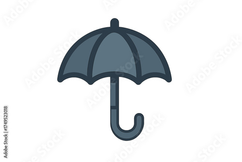 Simple dark gray umbrella symbol representing rain, weather protection, and safety
