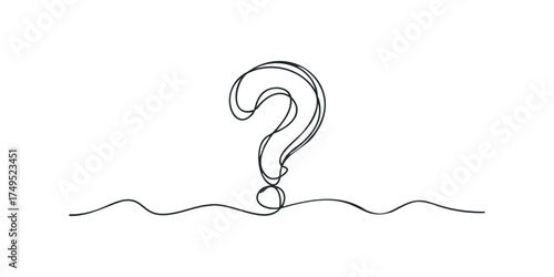 Single Line Question Mark on Wavy Line