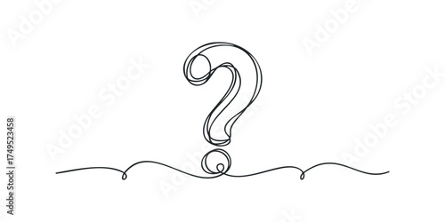Single line drawing of a question mark
