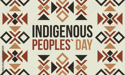 Indigenous Peoples' Day. Native American Day. American Indian culture. Heritage Month. Celebrate annual in United States. Tradition pattern. Poster, card, banner and background. Vector illustration