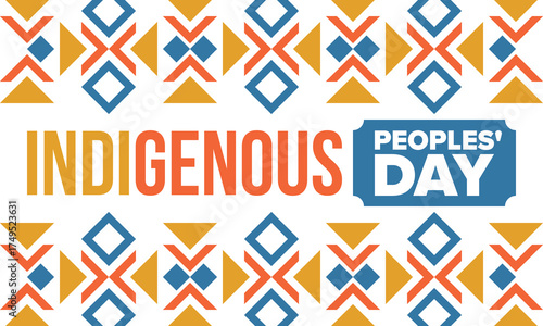 Indigenous Peoples' Day. Native American Day. American Indian culture. Heritage Month. Celebrate annual in United States. Tradition pattern. Poster, card, banner and background. Vector illustration