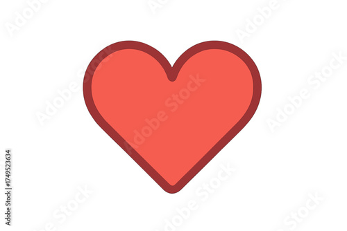 Stylized red heart shape symbolizing love and romance isolated on white