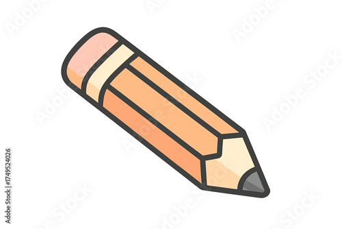 Simple wooden pencil with pink eraser and sharpened graphite tip isolated on white background
