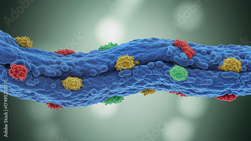 Microscopic view structure of cell membrane showing semi-permeable lipid bilayer and protein structure