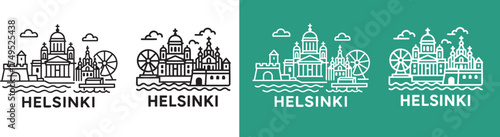 Helsinki city Line Art Icon vector illustration