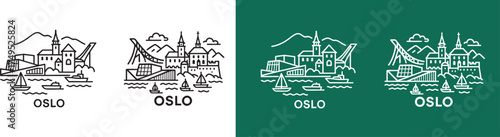 Set of oslo city line art or icon 