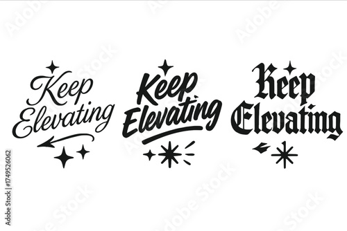 Keep Elevating Calligraphy. Keep Elevating. Create a calligraphy lettering illustration of the phrase: Keep