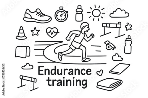 Endurance Training Doodle. Endurance training. Hand-drawn doodle illustration of Endurance training. In the