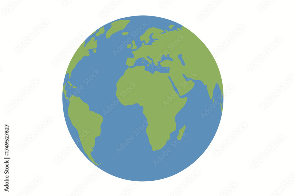Fototapeta premium Simplistic globe illustration showing continents and oceans on a flat background