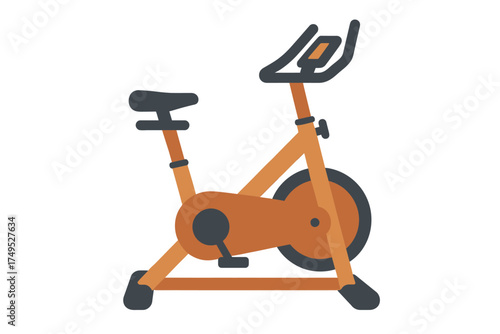 Minimalist orange stationary bike illustration on white background