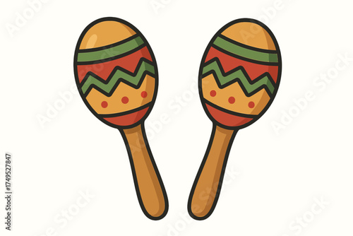 Colorful musical maracas with decorative patterns