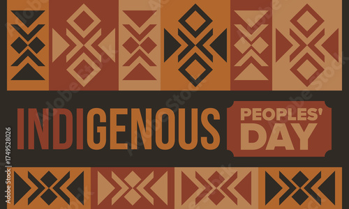 Indigenous Peoples' Day. Native American Day. American Indian culture. Heritage Month. Celebrate annual in United States. Tradition pattern. Poster, card, banner and background. Vector illustration