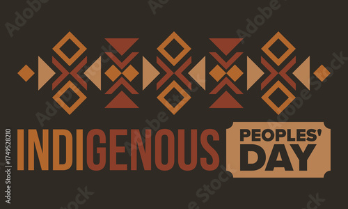 Indigenous Peoples' Day. Native American Day. American Indian culture. Heritage Month. Celebrate annual in United States. Tradition pattern. Poster, card, banner and background. Vector illustration