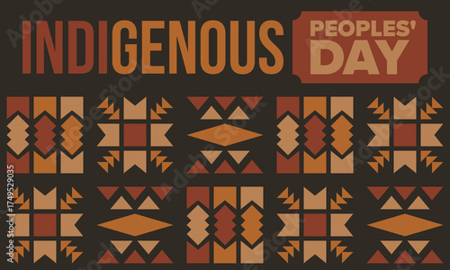 Indigenous Peoples' Day. Native American Day. American Indian culture. Heritage Month. Celebrate annual in United States. Tradition pattern. Poster, card, banner and background. Vector illustration